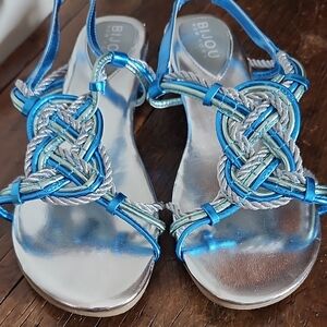 BIJOU Blue and Silver Knot Detail Strappy  Women's Sandals New Size 7